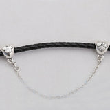 Clear CZ Heart Safety Chain 925 Silver