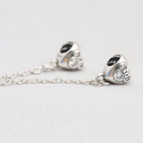 Clear CZ Heart Safety Chain 925 Silver