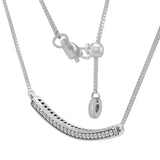 Sterling Silver CZ Heart Bar Choker Necklace