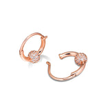 Clear CZ Pave Bead Hoop Earrings Women Jewelry Round Earrings