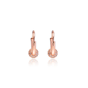 Clear CZ Pave Bead Hoop Earrings Women Jewelry Round Earrings