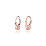 Clear CZ Pave Bead Hoop Earrings Women Jewelry Round Earrings