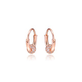 Clear CZ Pave Bead Hoop Earrings Women Jewelry Round Earrings