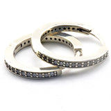 Clear CZ Round Shape Hoop Earrings Sterling Silver 925