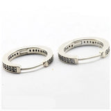 Clear CZ Round Shape Hoop Earrings Sterling Silver 925