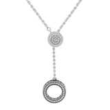 Crystal CZ Round Chain Pendant Women Choker Necklace 925 Sterling Silver