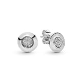 Clear CZ Round Shape Stud Earrings 925 Sterling Silver Jewelry