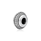 Sterling Silver CZ Pave Space Charm Beads for Bracelets DIY
