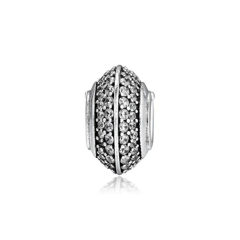 Sterling Silver CZ Pave Space Charm Beads for Bracelets DIY