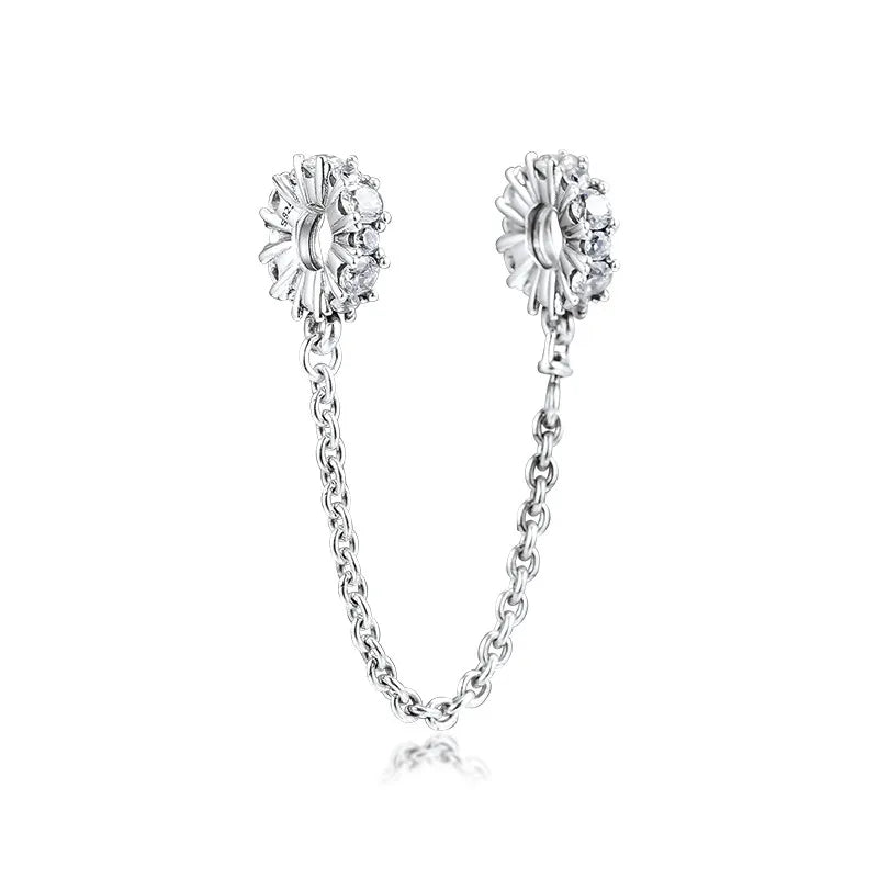 Snowflake CZ Safety Chain Beads for 925 Bracelets