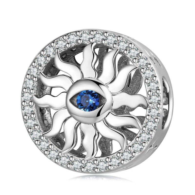 S925 Sterling Silver Sun Devil's Eye Bead for Women Bracelet Necklace