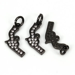Clear CZ Sword Weapon Pendant Micro Pave Charm