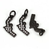 Clear CZ Sword Weapon Pendant Micro Pave Charm