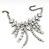 Crystal Square Tassel Choker Necklace Rhinestone Geometric Pendant