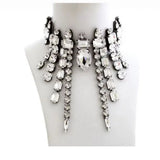 Crystal Square Tassel Choker Necklace Rhinestone Geometric Pendant