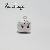 Clear Crystal Flower Enamel Beauty Pig Bell Charms for Kids Pendant Gift