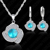 CZ Pendant 925 Silver Set Women Wedding Jewelry