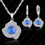 CZ Pendant 925 Silver Set Women Wedding Jewelry