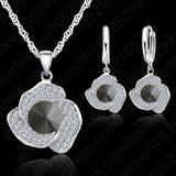 CZ Pendant 925 Silver Set Women Wedding Jewelry