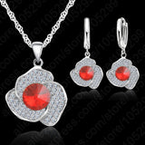 CZ Pendant 925 Silver Set Women Wedding Jewelry