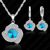 CZ Pendant 925 Silver Set Women Wedding Jewelry
