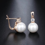 Clear CZ Pearl Earrings 585 Rose Earrings Geometric Pendant Jewelry