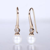 Clear CZ Pearl Earrings 585 Rose Earrings Geometric Pendant Jewelry
