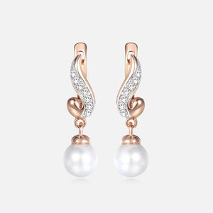 Clear CZ Pearl Earrings 585 Rose Earrings Geometric Pendant Jewelry