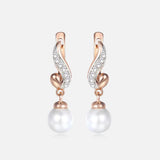 Clear CZ Pearl Earrings 585 Rose Earrings Geometric Pendant Jewelry