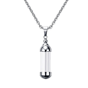 Glass Tube Urn Keepsake Wishing Bottle with Charm Pendant Necklace