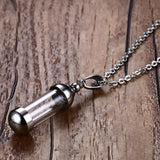 Glass Tube Urn Keepsake Wishing Bottle with Charm Pendant Necklace