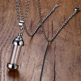 Glass Tube Urn Keepsake Wishing Bottle with Charm Pendant Necklace