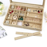 24 Grid Sackcloth Jewelry Box Necklace Organizer Earrings Showcase-Yellow