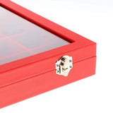 Lockable Velvet 24 Grid Jewelry Tray Stackable Display-Red