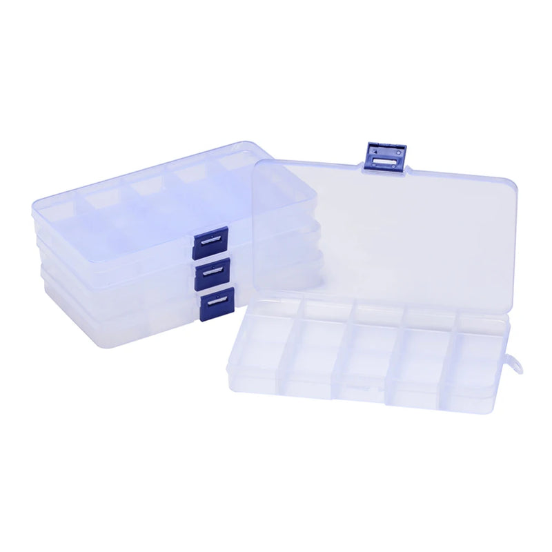 Clear Plastic Bead Storage Containers Adjustable Dividers Box