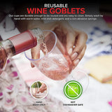 20Pcs Clear Plastic Wine Glass - Reusable & Recyclable - Shatterproof Goblet