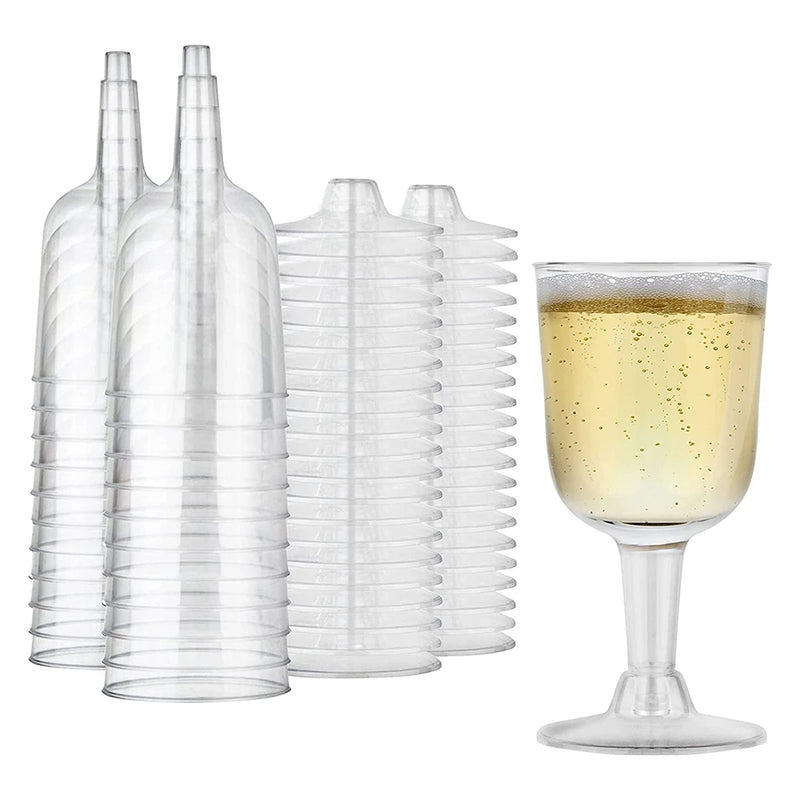 20Pcs Clear Plastic Wine Glass - Reusable & Recyclable - Shatterproof Goblet