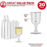 20Pcs Clear Plastic Wine Glass - Reusable & Recyclable - Shatterproof Goblet