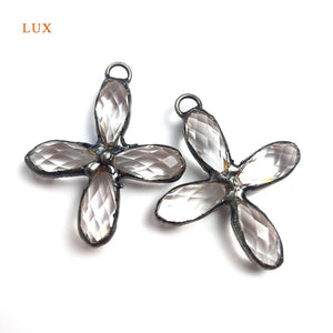 Clear Quartz Christian Pendant Flower Shape Soldering Crystal Cross Necklace