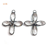 Clear Quartz Christian Pendant Flower Shape Soldering Crystal Cross Necklace