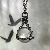 Clear Quartz Crystal Ball Necklace - Healing Stone - Long Chain - Boho Jewelry