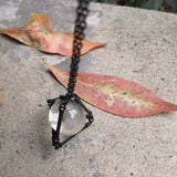 Clear Quartz Crystal Ball Necklace - Healing Stone - Long Chain - Boho Jewelry