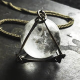 Clear Quartz Crystal Ball Necklace - Healing Stone - Long Chain - Boho Jewelry