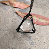 Clear Quartz Crystal Ball Necklace - Healing Stone - Long Chain - Boho Jewelry