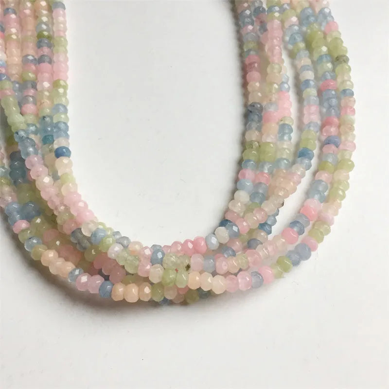 Rare 3*4MM Faceted Morganite Necklace Vintage Natural Stone Jewelry