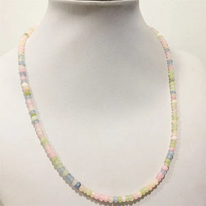 Rare 3*4MM Faceted Morganite Necklace Vintage Natural Stone Jewelry