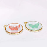 6pcs Clear Butterfly Eardrop Pendant Charms Necklace DIY Jewelry Component