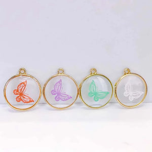 6pcs Clear Butterfly Eardrop Pendant Charms Necklace DIY Jewelry Component