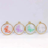 6pcs Clear Butterfly Eardrop Pendant Charms Necklace DIY Jewelry Component
