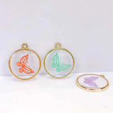 6pcs Clear Butterfly Eardrop Pendant Charms Necklace DIY Jewelry Component